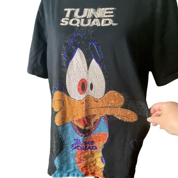 Tune Squad Mens 2XL Black Daffy Duck Space Jam DeKryptic Rhinestones Tee Shirt - Picture 4 of 7